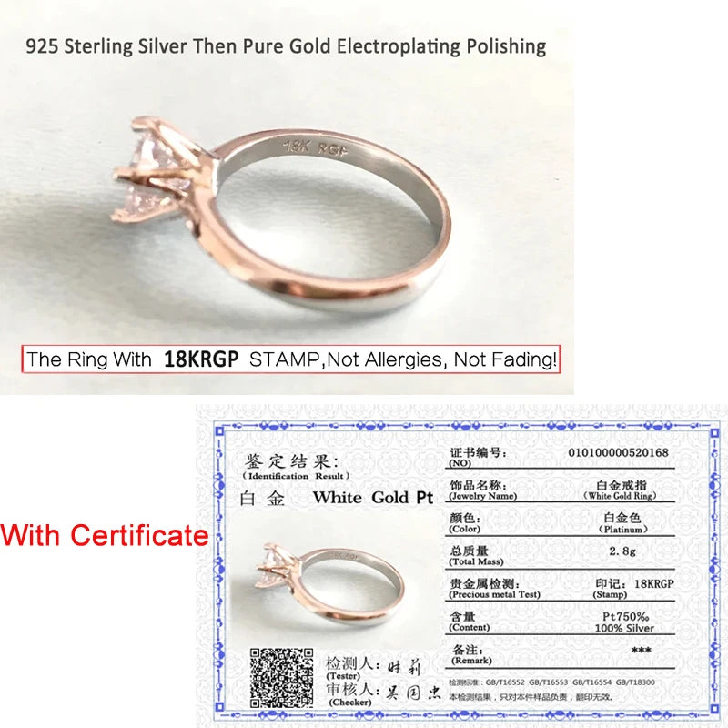 18K White Gold Color Solitaire Ring