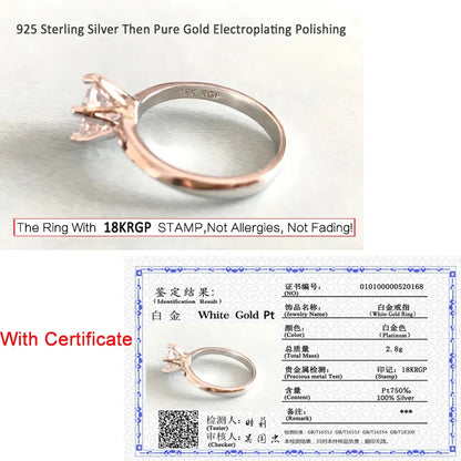 18K White Gold Color Solitaire Ring