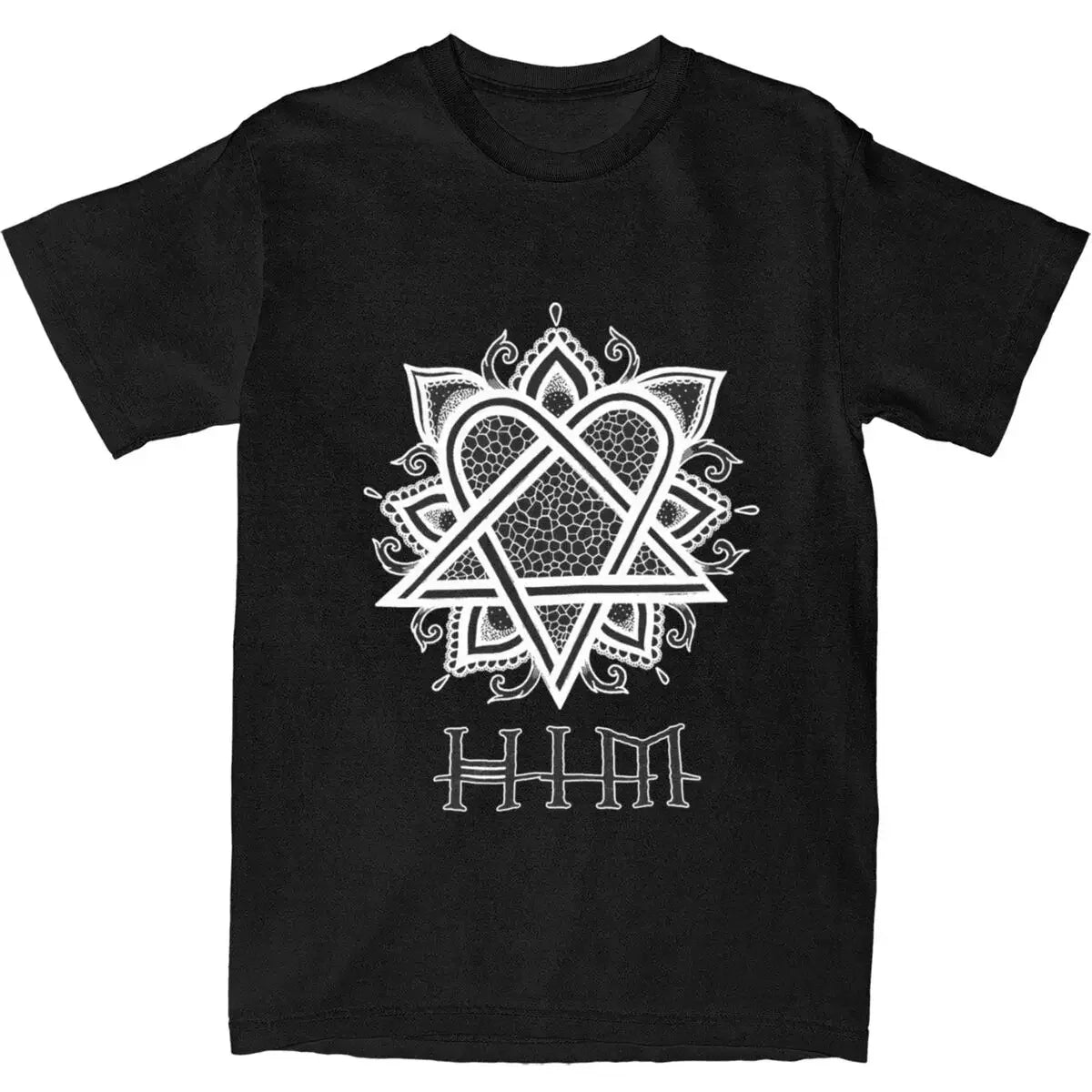 HIM Band Ville Valo Heart-Shaped Pattern T-Shirt | Summer Streetwear