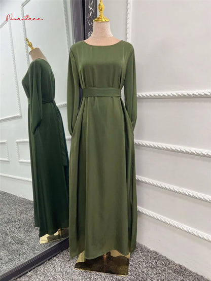 Fashion Satin Silky Djellaba Muslim Dress