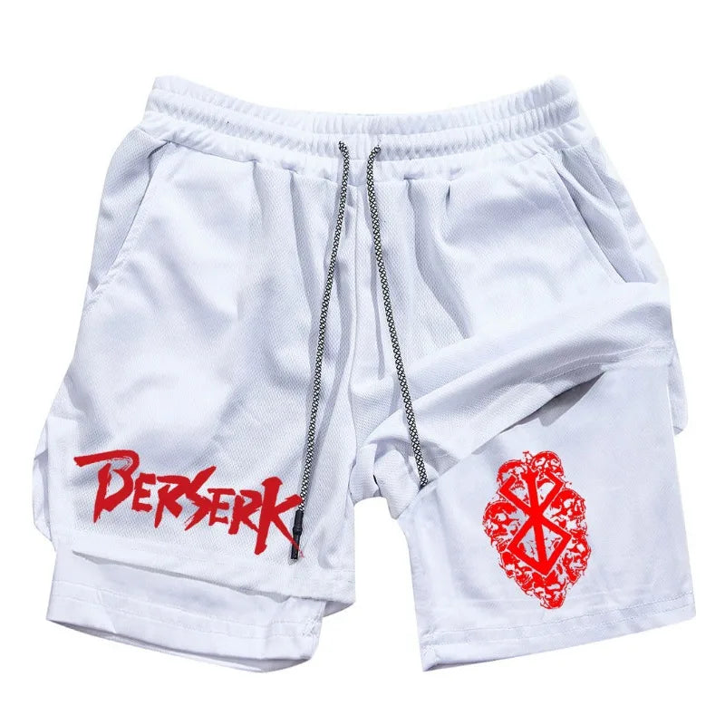 Anime Berserk Print Men’s 2-in-1 Running Shorts