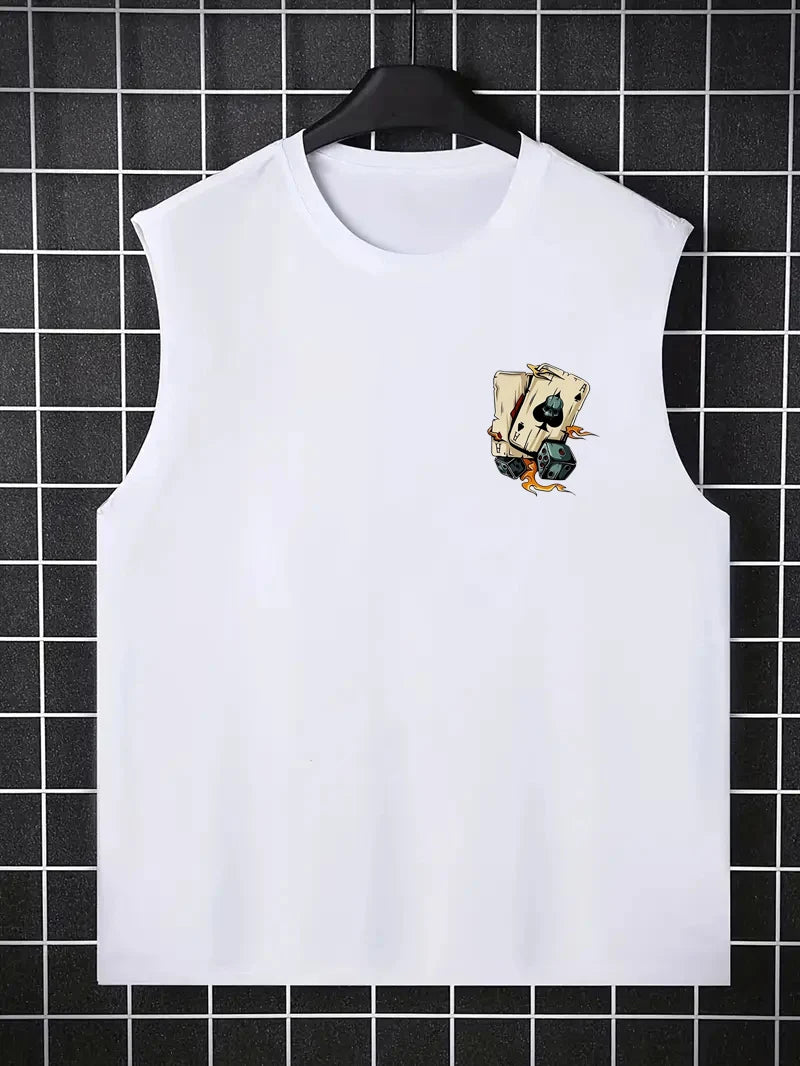 Men’s Dice &amp; Poker Print Sleeveless Tank Top