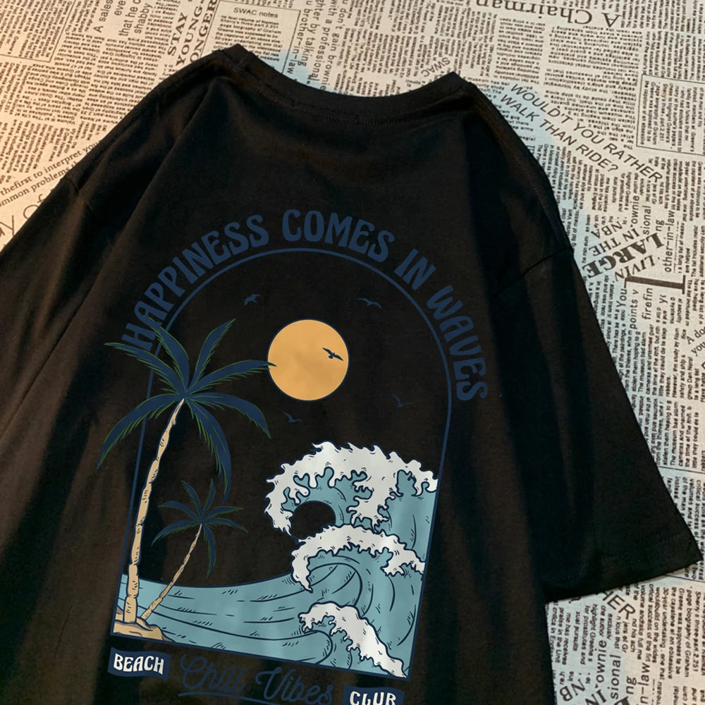 Waves Print Casual Tee