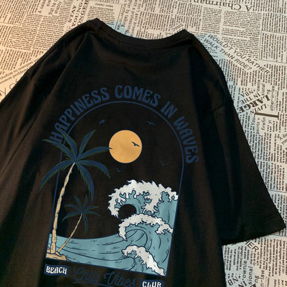 Waves Print Casual Tee