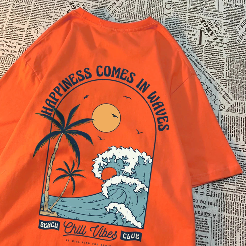 Waves Print Casual Tee