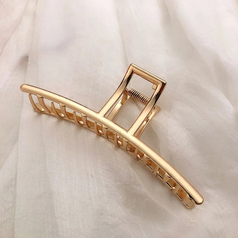 Gold Hollow Geometric Metal Hair Clip for Women