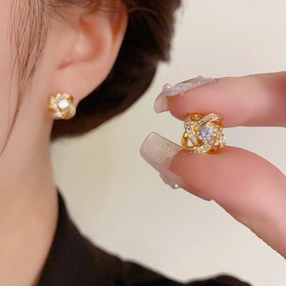 Light Luxury Zircon Cross Stud Earrings