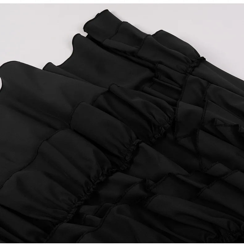 Brown Ruffled High-Waisted Victorian Skirt | Steampunk Gothic Vintage Party Wear