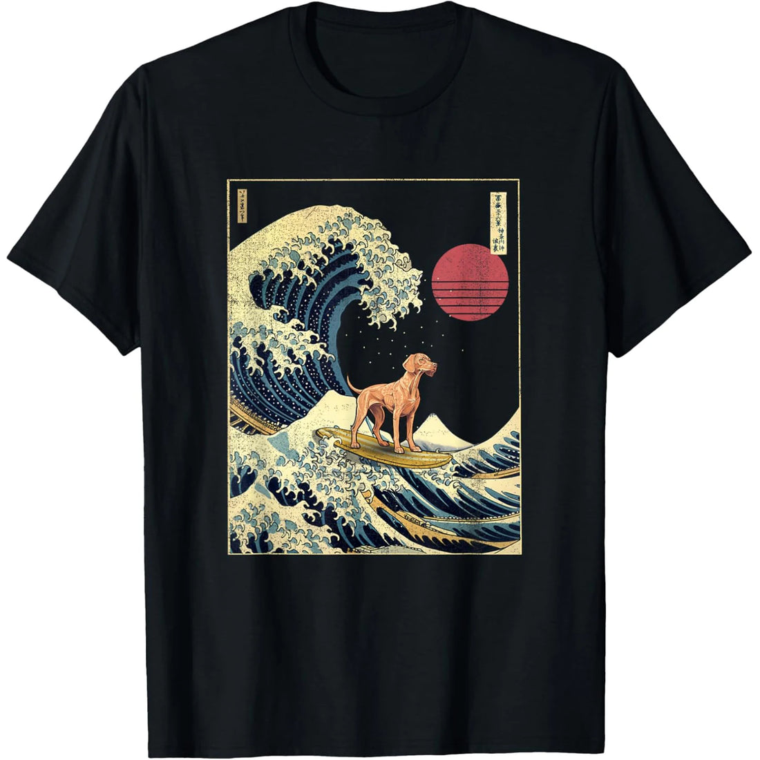 Vizsla Japanese Wave Funny Surf Dog T-Shirt | Unisex Cotton Streetwear Tee