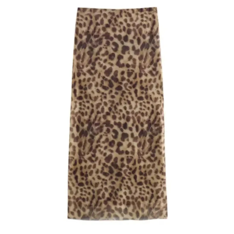 Women’s Leopard Tulle Midi Skirt | Summer High Waist Streetwear