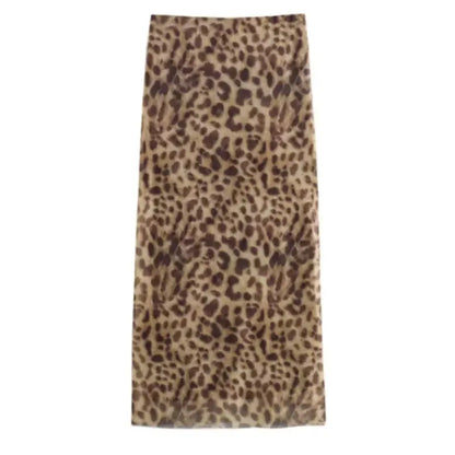 Women’s Leopard Tulle Midi Skirt | Summer High Waist Streetwear
