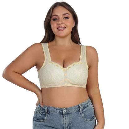 Soft Cotton Thin Cup Front Buckle Bras | Extra Comfortable, Wire-Free, Lace Vest Style