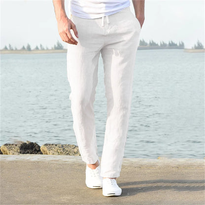 Breathable Solid Linen Trousers  Fitness &amp; Streetwear