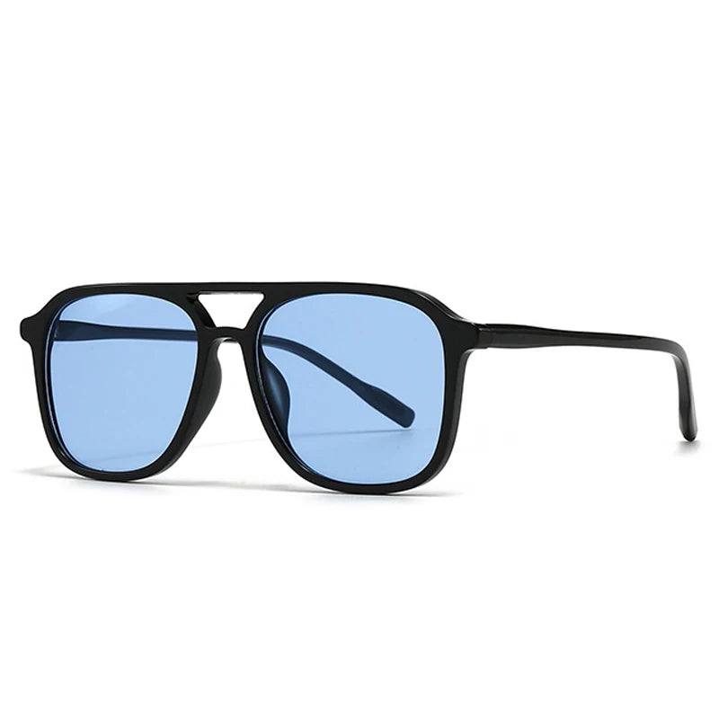 Retro Double Bridge Square Sunglasses – Fashion Gradient UV400 Shades