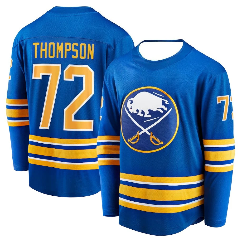 Thompson 72 Buffalo Bison Hockey Jersey | 3D HD Print Long Sleeve V-Neck Tee | Unisex Pullover Top