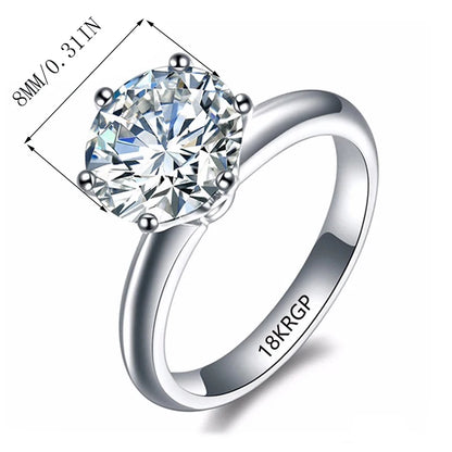 18K White Gold Color Solitaire Ring