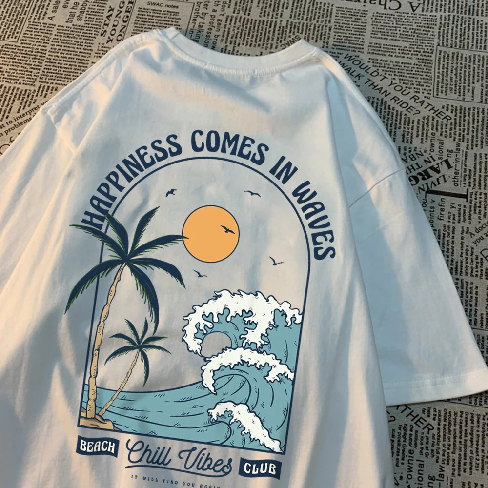 Waves Print Casual Tee