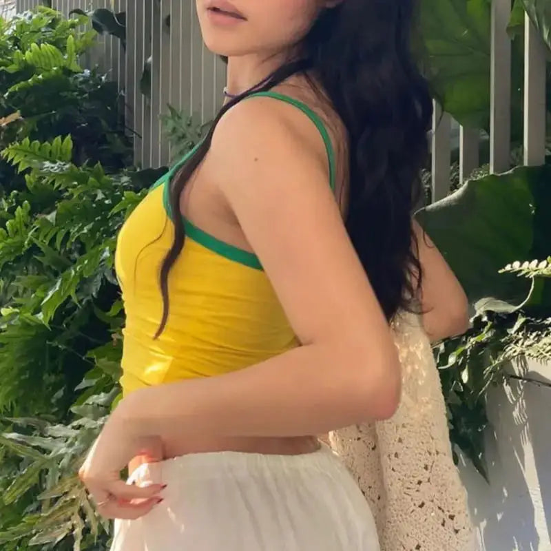 Brazil Letter Print Y2K Crop Top