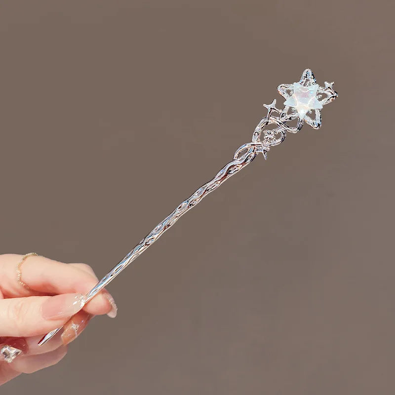 Romantic Moonstone Star &amp; Moon Hair Stick