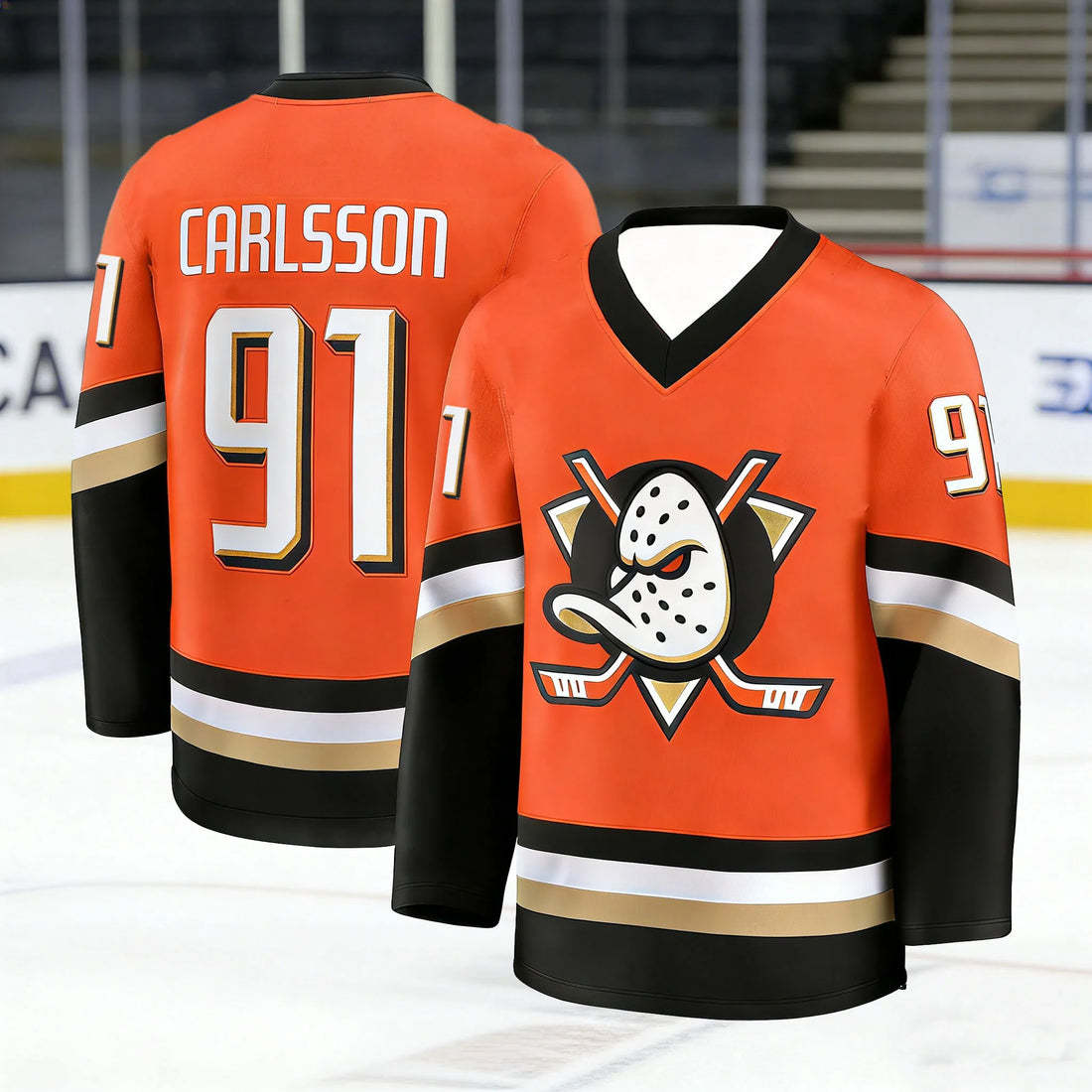 Ice Hockey Jersey |  Duck Logo 3D HD Print Long-Sleeve Sports Shirt