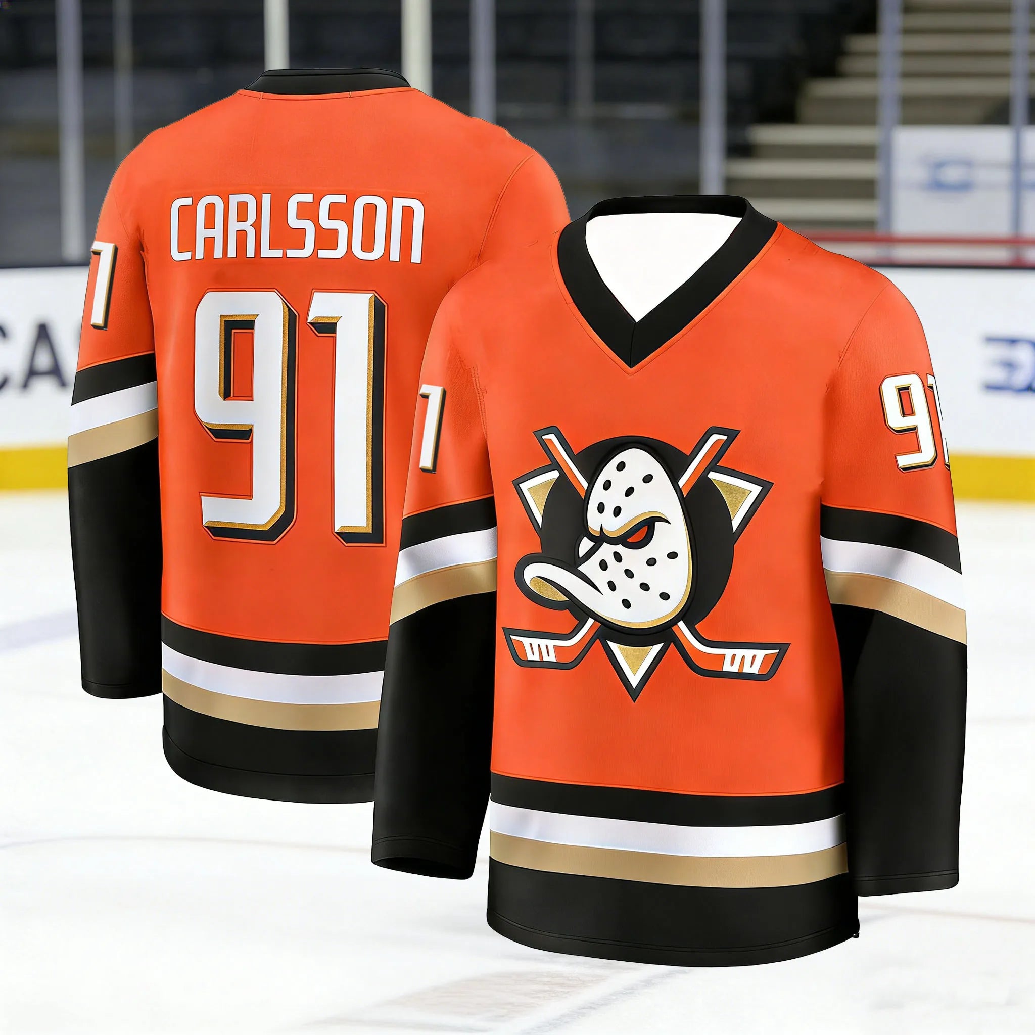 Ice Hockey Jersey |  Duck Logo 3D HD Print Long-Sleeve Sports Shirt