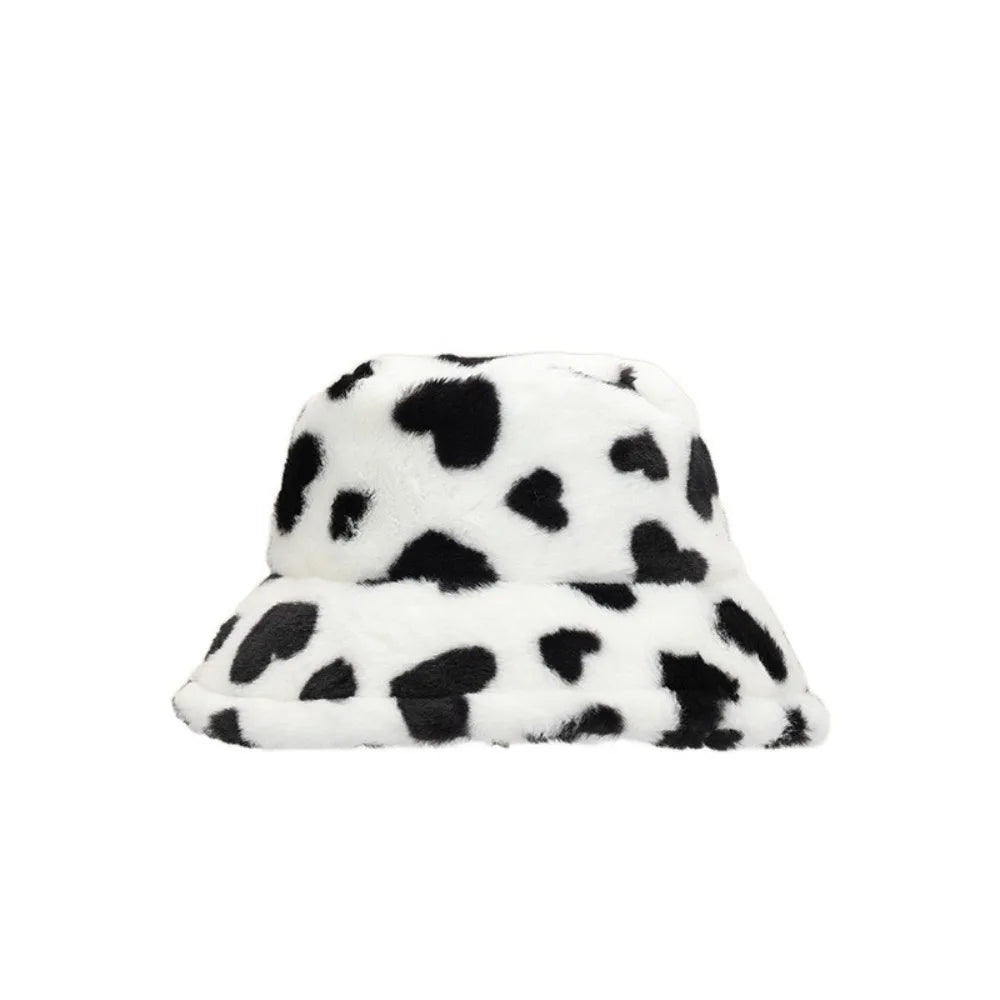 Sweet Faux Fur Fisherman Hat | Fluffy Heart Bucket Hat for Winter &amp; Casual Wear