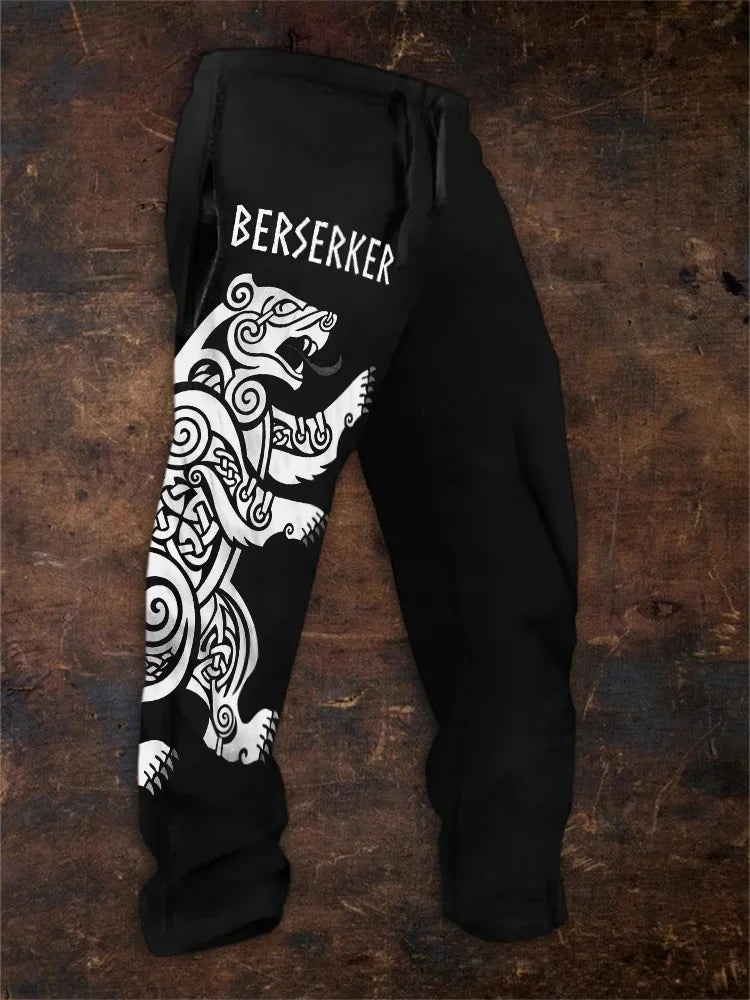 Men’s Retro Viking Celtic Skeleton 3D Printed Casual Drawstring Pants
