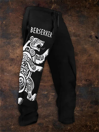 Men’s Retro Viking Celtic Skeleton 3D Printed Casual Drawstring Pants