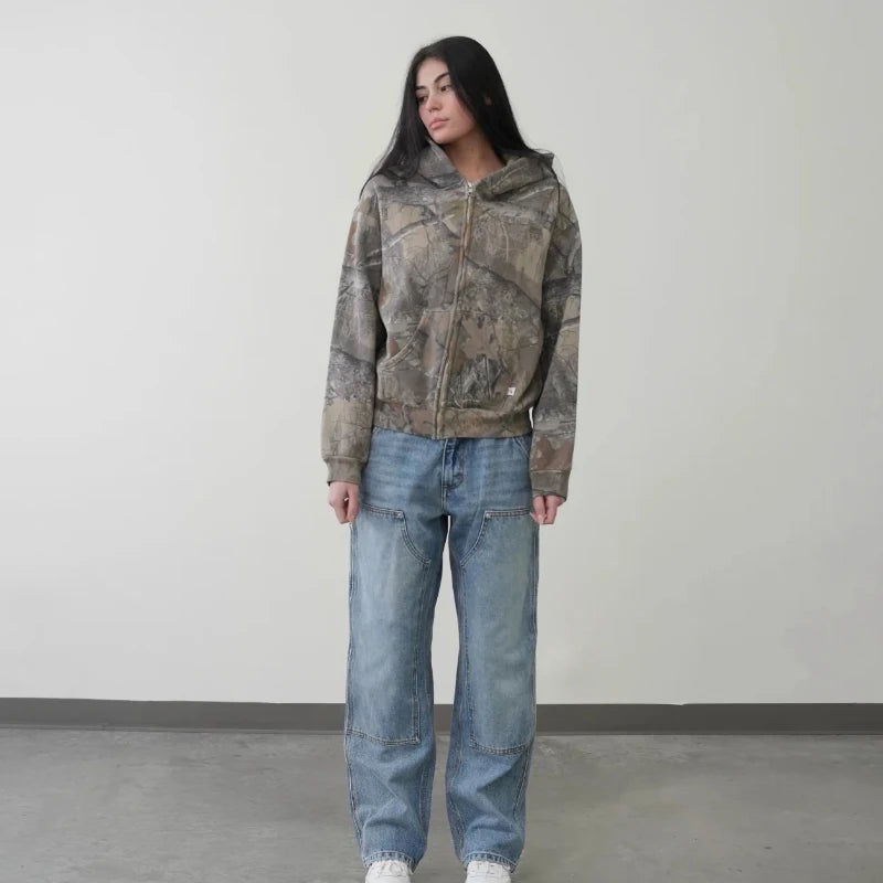 Retro Camouflage Hoodie for Women – Streetwear Style