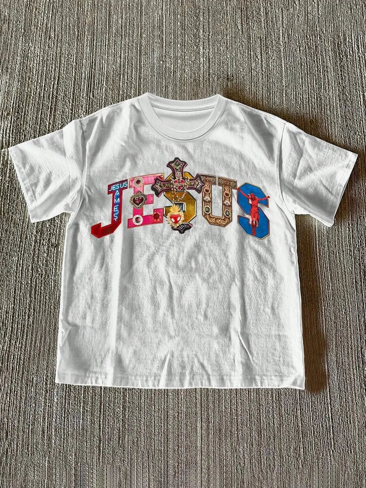 Jesus Saved Me "printed Women Men Cotton T-shirt Retro Casual Round Neck Casual Fashion Style Y2K Graphic T Shirts