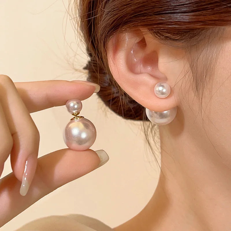 Elegant Simulated Big Pearl Stud Earrings for Women