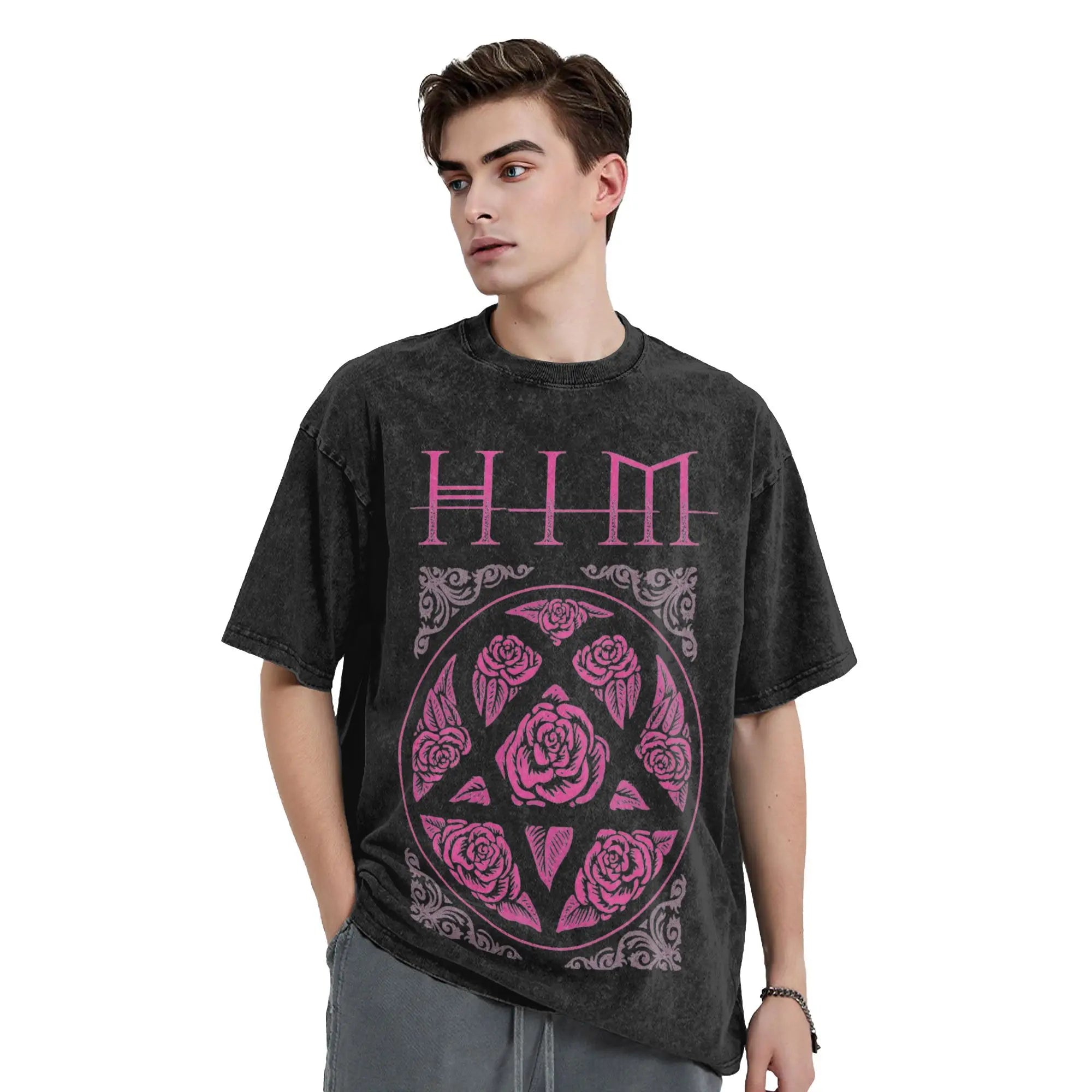HIM Band Ville Valo Heartagram Summer T-Shirt | Y2K Funny Casual Tee