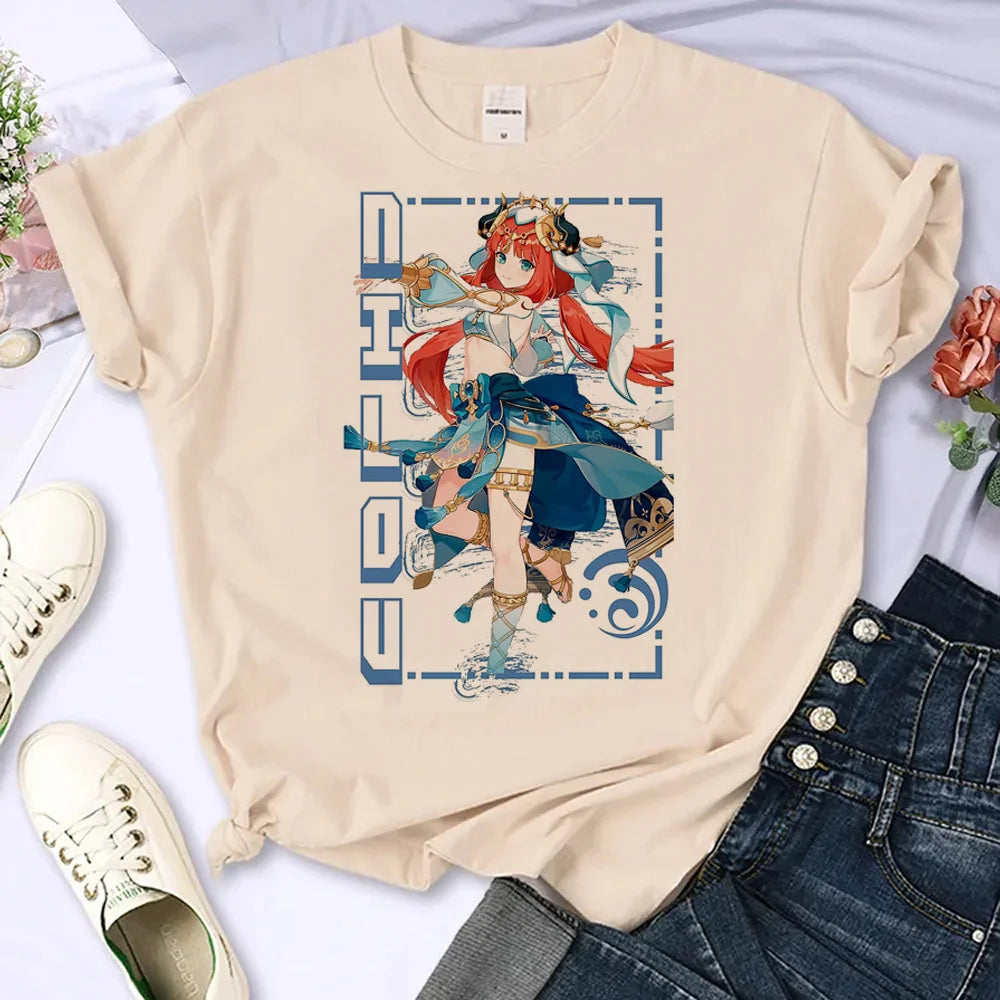 Women’s Genshin Impact Manga T-Shirt | Harajuku Summer Comic Tee