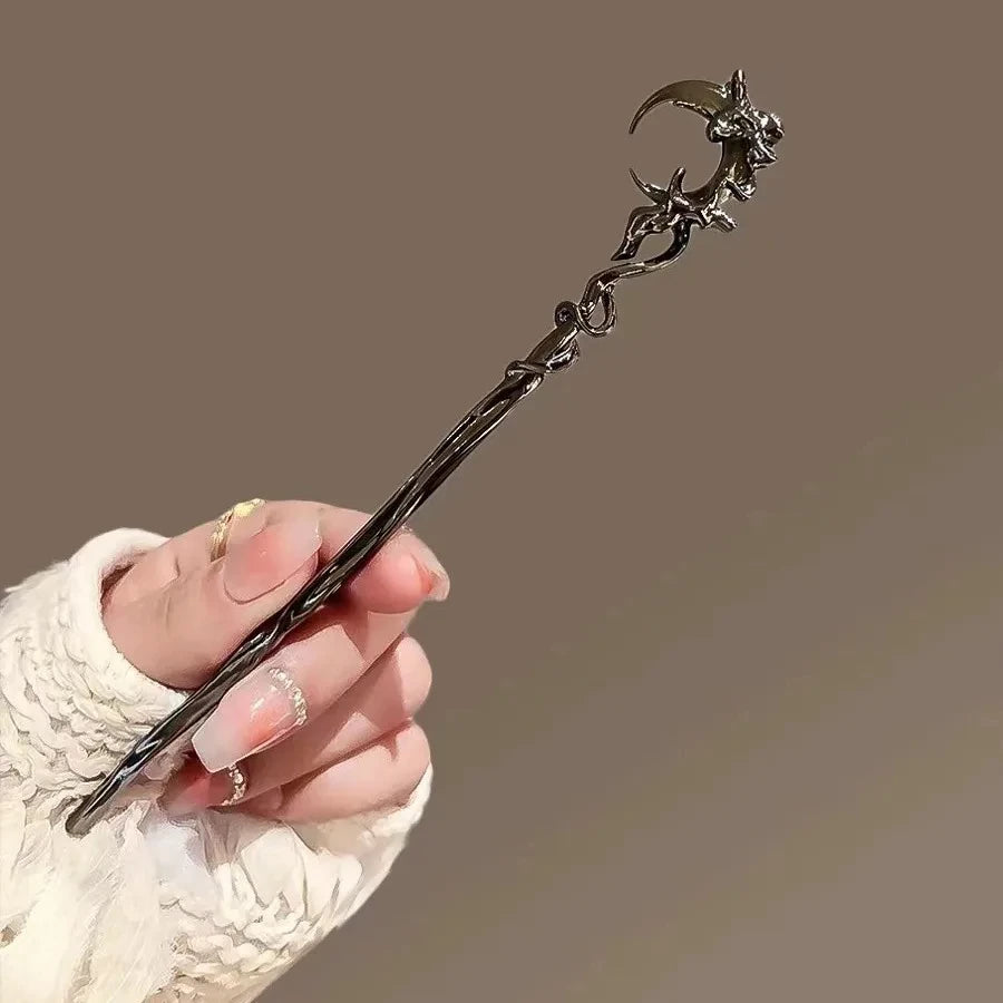 Romantic Moonstone Star &amp; Moon Hair Stick