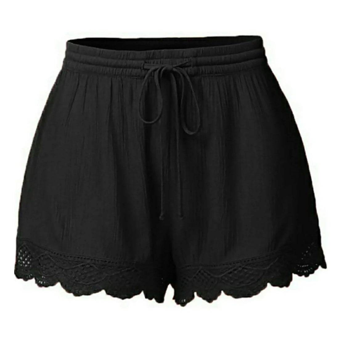 Casual Solid Color Lace Patchwork Drawstring Shorts | Comfortable Summer Basics