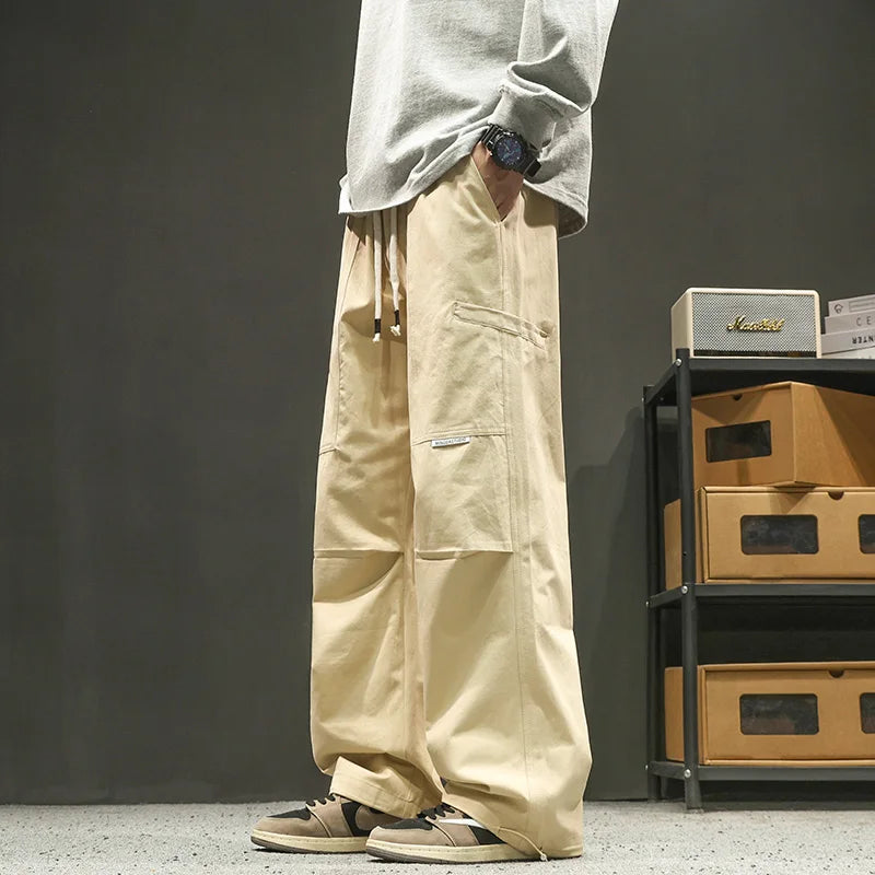 Oversized Streetwear Joggers with Drop-Crotch &amp; Straight Leg