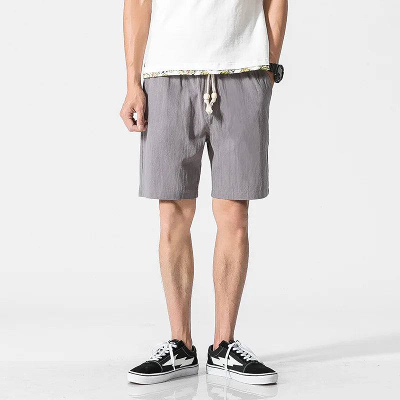 Men’s Cotton Linen Beach Board Shorts