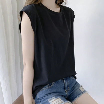 Woman Loose Sleeveless Tank Top Summer Casual Vest Basic Daily T-shirt Sweet Style Suitable For Students Stretchy Soft Lady Wear