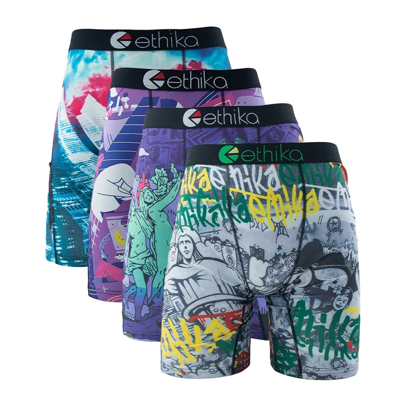 ETHIKA Men’s Printed Boxer Shorts – 4-Pack