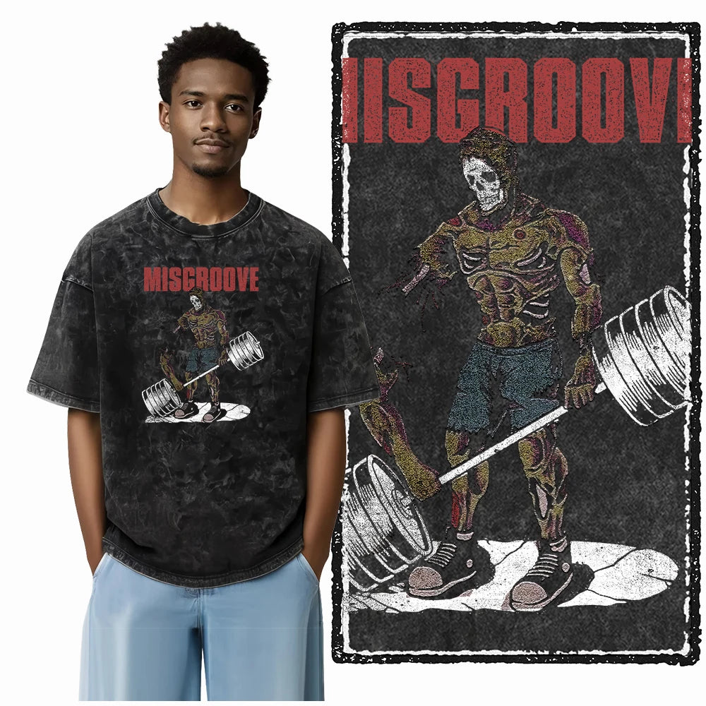 Bodybuilding Acid-Washed Graphic T-Shirt | Vintage Streetwear Unisex Tee