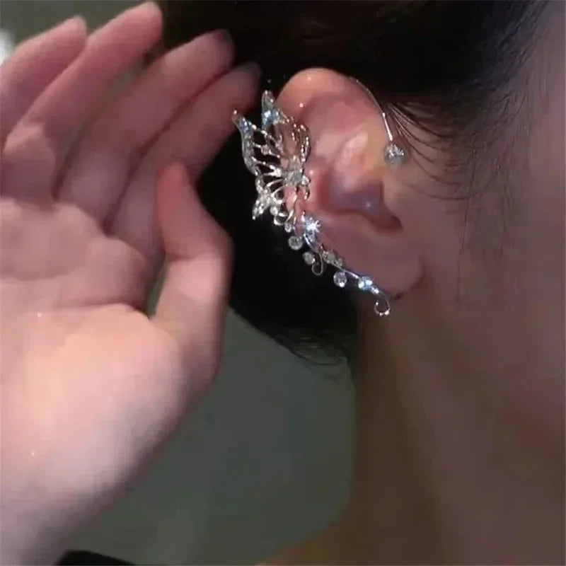Zircon Butterfly No Piercing Clip-On Earrings