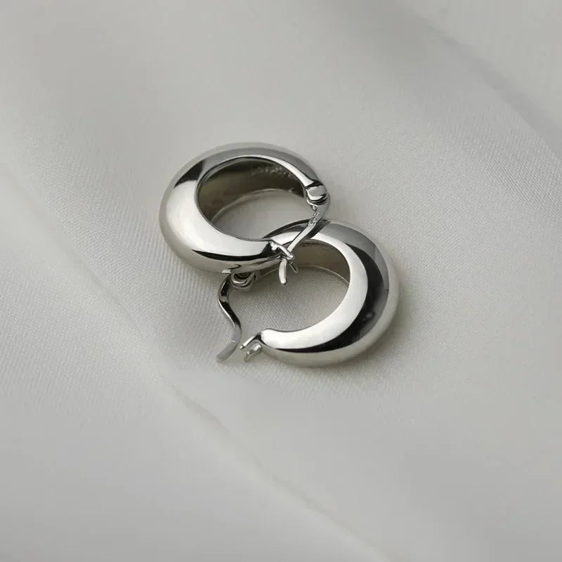 Minimalist Geometric Trendy Oval Design Gold Hoop Earrings for Women
