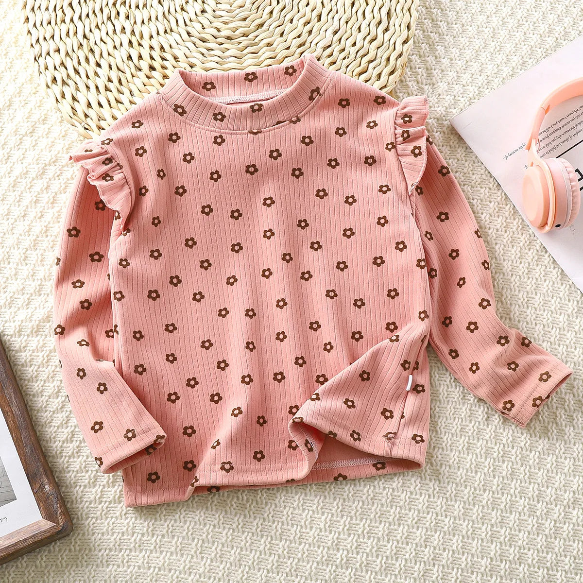 Girls Floral Flying Sleeves T-Shirt
