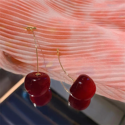 Trendy Acrylic Cherry Drop Earrings