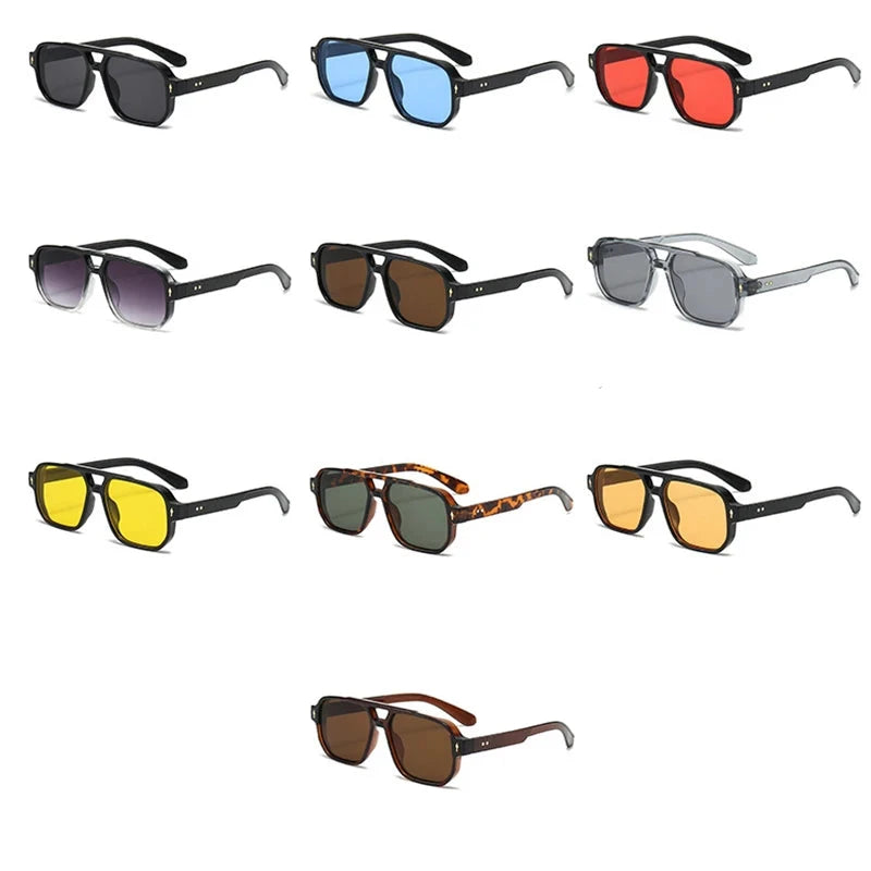 SO&amp;EI Vintage Double Bridges Square Sunglasses