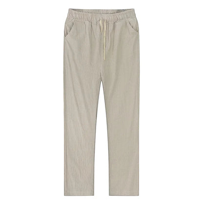 Breathable Solid Linen Trousers  Fitness &amp; Streetwear