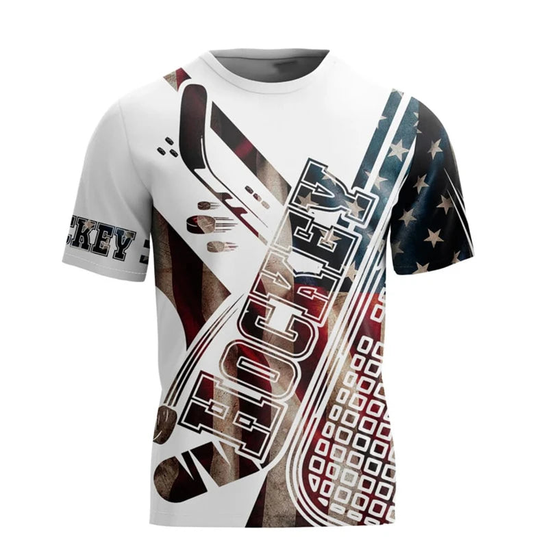 Hockey Stick Print Gym T-Shirt | Breathable Short Sleeve Fitness Tee
