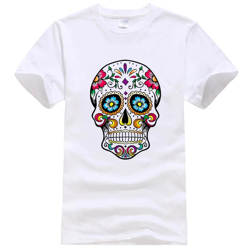 Men’s Skull Print Street Style T-Shirt | 100% Cotton, Loose Fit, Summer Casual Tee