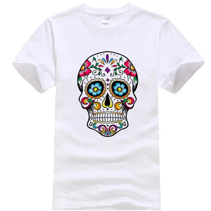 Men’s Skull Print Street Style T-Shirt | 100% Cotton, Loose Fit, Summer Casual Tee