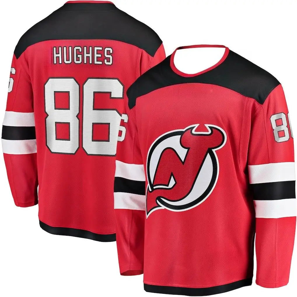 Hockey Long-Sleeve T-Shirt || “Hughes 86” Devil “N” Logo Quick-Dry Sports Tee
